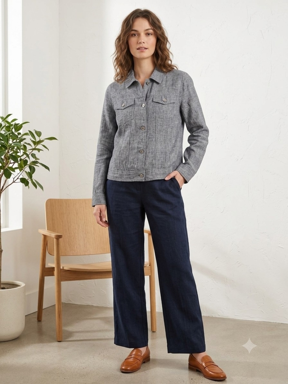 Jones New York Gray Button-Front Jacket